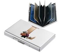 BONSYL® Portefeuille en métal avec blocage RFID pour cartes de crédit pour homme et femme - Étui fin en acier inoxydable avec motifs artistiques, design antivol, peut contenir 6 à 12 cartes.