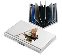 BONSYL® Portefeuille en métal avec blocage RFID pour cartes de crédit pour homme et femme - Étui fin en acier inoxydable avec motifs artistiques, design antivol, peut contenir 6 à 12 cartes.