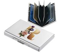 BONSYL® Portefeuille en métal avec blocage RFID pour cartes de crédit pour homme et femme - Étui fin en acier inoxydable avec motifs artistiques, design antivol, peut contenir 6 à 12 cartes.