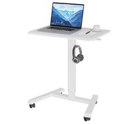 BONTEC Bureau Debout Mobile, 65x45 cm, 4 roulettes, Charge 15 kg | Hauteur Réglable, Table de Lit Mobile, Utilisation près du Lit ou du Canapé