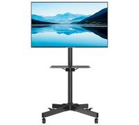 BONTEC Support TV roulettes Chariot Meuble TV pour Ecran de 23-60 Pouces Plasma/LCD/LED, Capacité 40kg, Hauteur Réglable de 800-1500 mm avec Plateau Solide - VESA Max 400x400 mm