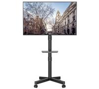 BONTEC Support TV Roulettes Support Tele Mobile pour Téléviseurs Plasma/LCD/LED de 23 à 60 Pouces avec Étagère, Support TV sur Pied avec Roulettes Réglable en Hauteur jusqu'à 40 kg, Max VESA 400x400mm