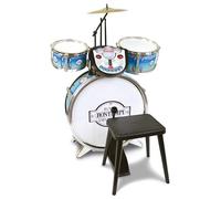 Bontempi 52 5692 - Batterie nacrée 4 éléments conpartner électronique - accompagné de tabouret et baguettes, Bleu Métallique