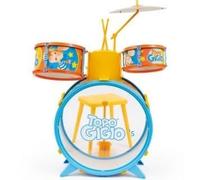 Bontempi Batterie à 3 percussions avec tabouret, plateau en métal et baguettes, pour souris Gigi Fan