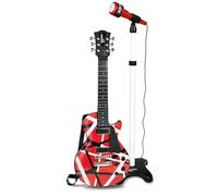 BONTEMPI - Guitare Rock avec Microphone de Scène Pied Réglable 6 Cordes Métal 5 Démos Rock 5 Rythmes Alimentation 2 Piles AA