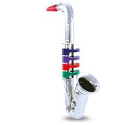 Bontempi Saxophone Jouet 4 Clés Colorées, 36,5 cm, Aspect Chromé | Saxophone jouet avec 4 clés/notes colorées, 36,5 cm de long, pour les premiers jeux musicaux.