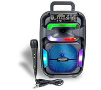 Bontempi Amplificateur SonicSync 49 1030 – Sans fil, Microphone dynamique, Lumières RVB, TWS, Noir