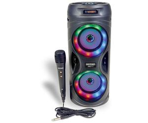 Bontempi | SonicSync - Amplificateur Karaoké sans Fil | Microphone Dynamique, Effets Lumineux, régulateur Haut/Bas, TWS et Effet éco, 41,4 x 18,8 x 18,8 cm