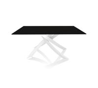 BONTEMPI table avec structure blanche ARTISTICO 20.13 160x90 cm (Anti-rayures noir opaque - Plateau en verre et structure en acier laqué blanc)