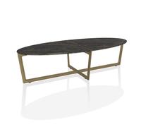 BONTEMPI table basse CROSS 08.27 (Plateau en SuperMarbre Noir Desir mat, piètement laqué or - Marbre et acier)