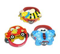 Bontempi | WoodBeat: Tambourin en Bois avec 6 Cimbali pour Une expérience Musicale Traditionnelle et engageante, 120x115x40 mm