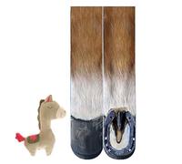 BONTOUJOUR Chaussettes créatives Unisexe Hommes Femmes Fun Imprimé 3D Motif Pieds d'animaux Chaussettes Nouveauté Chaussettes Patte Crew Chaussettes Cheval