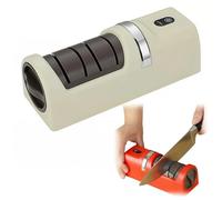 Bonusvogue Aiguiseur automatique pour couteaux de cuisine, aiguiseur électrique sans fil rechargeable, meule diamantée 2 niveaux, base ventouse antidérapante, entretien couteaux cuisine