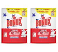 Bonux - Lessive en Feuilles | Parfum de mon enfance | Format pratique & léger | Adapté aux peaux sensibles | Efficace dès 20° | Pour linge Blanc et Couleur | 21 feuilles:21 lavages (Lot de 2)