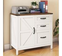BonVache 3 Tiroirs Meuble Bureau Rangement Fermier, Blanc Rustique