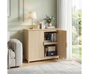 BonVache Buffet, Buffet avec Plan de Travail, Armoire de Cuisine, Buffet avec Poignées Dorées, étagère Réglable, Commode de Cuisine pour Cuisine, Salon et Couloir, 80 x 40 x 80 cm, Couleur Bois