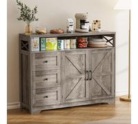 BonVache Meuble de Rangement, Buffet, avec Placard 2 Portes, 3 Tiroirs, Enfilade avec étagère Ouverte, pour Salle à Manger, Salon, Cuisine, entrée, 120 x 35 x 95 cm, Gris