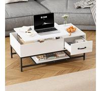 BonVache Table Basse Hauteur Réglable, Table de Salon,Table pour Salon, Table de Café,Blanc