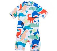 BONVERANO Bébé Maillot Bain UPF 50+ Protection Solaire Fermeture Éclair (Blanc Dinosaures, 6-9 Mois)