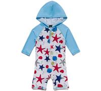 BONVERANO Maillot de Bain bébé UPF 50+ Protection Solaire Capuche Fermeture éclair (Bleu Étoile, 6-9 Mois)