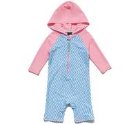 BONVERANO Maillot de Bain bébé UPF 50+ Protection Solaire Capuche Fermeture éclair (Bleu Rose, 12-18 Mois)