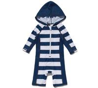 BONVERANO Maillot de Bain bébé UPF 50+ Protection Solaire Capuche Fermeture éclair (Stripes, 6-9 Mois)