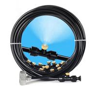 Bonviee Brumisateur pour terrasse extérieure, système de refroidissement brumisateur de 30 m pour terrasse, ligne de brumisation de 30 m + 28 buses de brume + adaptateur en laiton de 1,9 cm, système