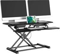 bonVIVO Bureau debout réglable en hauteur 95 x 40 cm - Rehausseur de position assise transforme n'importe quelle station de travail en bureau debout - Charge maximale : 15 kg - Noir