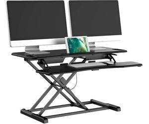 bonVIVO Bureau debout réglable en hauteur 95 x 40 cm - Rehausseur de position assise transforme n'importe quelle station de travail en bureau debout - Charge maximale : 15 kg - Noir