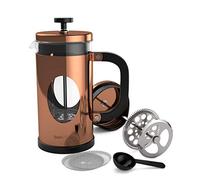 bonVIVO Cafetière à Piston 1L - French Press Inox et Verre Thermorésistant, Cafetiere Piston avec Filtres de Rechange, Cafetière Piston Design pour Café Savoureux - Finition Cuivre GAZETARO I