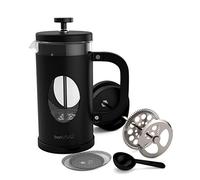 bonVIVO Cafetière à Piston 1L - French Press Inox et Verre Thermorésistant, Cafetiere Piston avec Filtres de Rechange, Cafetière Piston Design pour Café Savoureux - Noir Mat GAZETARO I