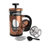 bonVIVO Cafetière à Piston 350ml - French Press Inox et Verre Thermorésistant, Cafetiere Piston avec Filtres de Rechange, Cafetière Piston Design pour Café Savoureux - Finition Cuivre GAZETARO I