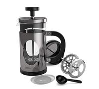 bonVIVO Cafetière à Piston 350ml - French Press Inox et Verre Thermorésistant, Cafetiere Piston avec Filtres de Rechange, Cafetière Piston Design pour Café Savoureux - Finition argentée GAZETARO I