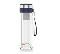bonVIVO VitaliTEA Tasse de voyage en verre isolée avec infuseur de thé en acier inoxydable, 16 oz.