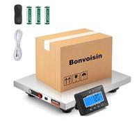 Bonvoisin Balance postale sans fil 300 kg avec écran LCD séparé, plate-forme en acier inoxydable, fonctionnement sur piles et secteur, double usage, kg/lb/oz/lb:oz, fonctions tare/hold/compte, 300 kg