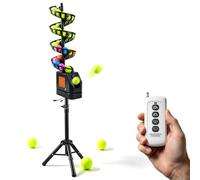 Bonvoisin Lanceur de balles de tennis avec télécommande, 4 lancements et 3 balançoires et hauteur réglable de 61 à 101,6 cm, lanceur de pickleball portable pour entraînement en intérieur et en