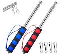 BONWIN Lot de 2 mâts télescopiques portatifs de 1,2 m avec Clips, mât de Drapeau télescopique Portable en Acier Inoxydable de 1,2 m - Mât de Guide Touristique - Bâton de pointeur d'enseignement (1,2