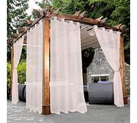 Bonzer Lot de 2 Rideaux d'extérieur Transparents imperméables à œillets pour Salon, Chambre à Coucher, Porche, pergola, cabane, 137 x 213 cm, Rose poudré