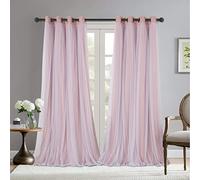 Bonzer Lot de 2 Rideaux occultants à œillets Double Couche avec Voile Transparent Blanc pour Le Salon, Coloris Roux, 132 x 249 cm
