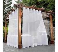 Bonzer Lot de 2 Rideaux Transparents imperméables à œillets Larges pour Salon, Chambre à Coucher, Porche, pergola, cabane, 254 x 241,3 cm, Blanc
