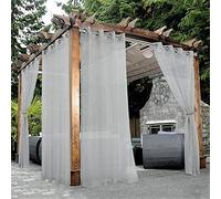 Bonzer Lot de 2 Rideaux Transparents imperméables à œillets pour extérieur, Salon, Chambre à Coucher, Porche, pergola, cabane, 137,2 x 213,4 cm, Gris Nuage