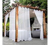 Bonzer Lot de 2 Rideaux Transparents imperméables à œillets pour Salon, Chambre à Coucher, Porche, pergola, cabane, 137,2 x 213,4 cm, Blanc