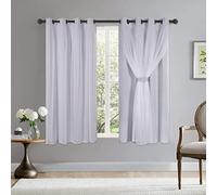 BONZER Mix & Match Lot de 2 Rideaux Double Couche occultants à œillets, avec Voilage Blanc, pour Chambre à Coucher - Blanc grisâtre, 132 x 160 cm
