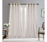 Bonzer Mix & Match Lot de 2 Rideaux Double Couche occultants à œillets, avec Voilage Blanc, pour Salon - Beige, 132 x 241,3 cm