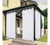 BONZER Rideaux d'extérieur imperméables à œillets épais de qualité supérieure pour terrasse, intimité, résistant aux intempéries pour porche, tonnelle, terrasse, 1 panneau, 137 x 213 cm (l x L), blanc