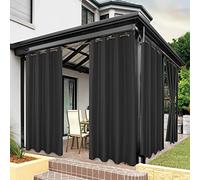 Bonzer Rideaux d'extérieur imperméables pour terrasse, intimité, œillets bloquant la lumière du Soleil pour tonnelle, Porche, pergola, pavillon, 1 Panneau, 213 x 137 cm, Gris Anthracite