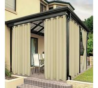 Bonzer Rideaux d'extérieur imperméables pour terrasse, rideaux d'extérieur épais de qualité supérieure, résistants aux intempéries, pour porche, pergola, cabane, 1 panneau, 137 x 213 cm (l x L), crème