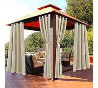 Bonzer Rideaux d'extérieur imperméables pour terrasse, tonnelle, pergola, balcon - Rideaux occultants à isolation thermique avec œillets pour chambre à coucher et salon (1 panneau, 132 x 213 cm (l x L