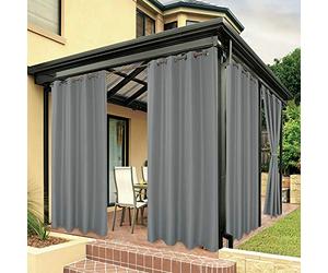 Bonzer Rideaux d'extérieur imperméables pour terrasse, véranda, pergola, lumière du Soleil, Brise-Vue, œillets, Rideau intérieur pour Chambre à Coucher, Salon, 1 pièce, 137 x 213 cm, Gris