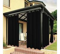 Bonzer Rideaux d'extérieur pour terrasse - Imperméables - Intimité Lourde - Opaque - Opaque - À œillets - pour véranda, pergola, tonnelle - 1 Panneau - 137,2 x 213,4 cm - Noir